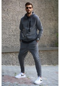 Resim Antrasit Baskılı Regular Fit Erkek Eşofman Takımı Antrasit 