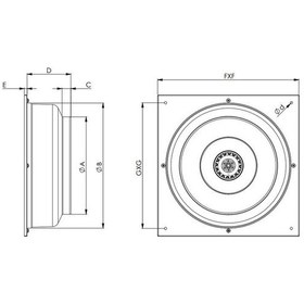 Resim Bahçıvan 40x40 cm BFTX 250-B 2550 D/D 220/230 volt Monofaze Duvar Tipi Kanal Fanı Geriye Eğimli 
