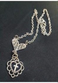 Resim Dükkan Design Wings Heart Cross Kolye Çok Renkli 