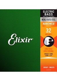 Resim Elixir 15332 Nanoweb Medium Tek Bas Gitar Teli 32 