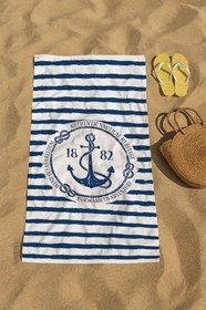 Resim denizlicotton Plaj havlusu, Deniz Havlusu, Şezlong Havlusu, Baskılı Havlu, 80 x 150 cm Çapa-75 x 150 