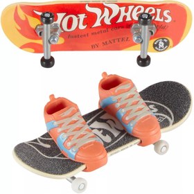 Resim HOT WHEELS Skate Retro Temalı Ikili Parmak Kaykay ve Ayakkabı - Model 2 