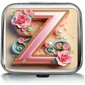 Resim Xuweiwei Z Metal Mini Seyyar Küllük Kapaklı Pembe Gül Desenli Seyahat Ve Dış Mekan Kullanımı 