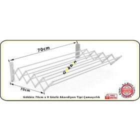 Resim Özbience Akordiyon Tipi Çamaşır Kurutma Askısı, 70CM, 9 Gözlü, Paslanmaz Alüminyum 