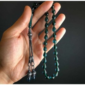 Resim SELAM 1000 Ayar Gümüş Püsküllü Ateş Su Damlası Sıkma Kehribar Tesbih 
