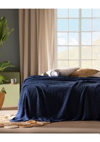 Resim Madame Coco Eleta Çift Kişilik %100 Pamuk Yatak Örtüsü - Lacivert Lacivert 