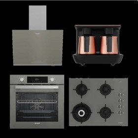 Resim Arçelik AFC 340 G - ADE 606-2 G - OCD T 651 DWG - TKM 9961 B Yeni Grion Bakır Telveli Ankastre Set 