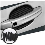 Resim Geeksen 4 Adet Araç Kapı Kolu Karbon Fiber Siyah Koruyucu Film Kapı Sticker 