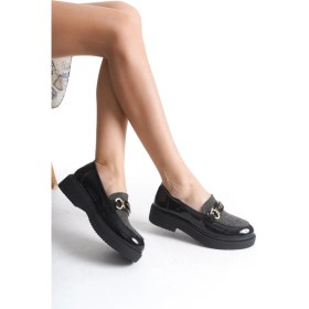 Resim Modabuymus Admi Siyah Rugan Ekoseli Oxford Günlük Kadın Ayakkabı 
