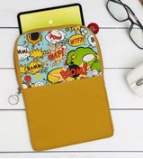 Resim Bk Gift Gift Pop Art Tasarımlı Taşınabilir Koruyucu Tablet Kılıfı & Organizer Çanta - Sarı-3 