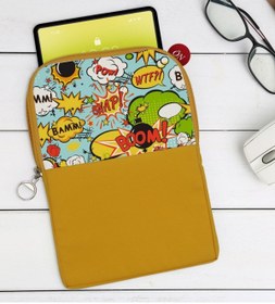 Resim Bk Gift Gift Pop Art Tasarımlı Taşınabilir Koruyucu Tablet Kılıfı & Organizer Çanta - Sarı-3 