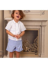 Resim Erkek Çocuk Çizgili Pijama Takımı Mavi-beyaz Mavi - Beyaz 