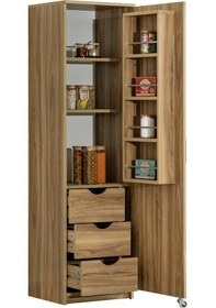 Resim Kiler, Blesk Almila Tek Kapılı Mutfak Dolabı - Erzak Dolabı Ceviz 