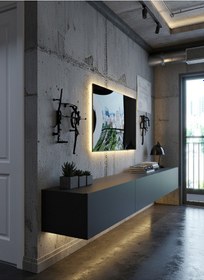 Resim Resital Ledli Duvara Monte Tv Sehpası - Antrasit - W6008-4 Antrasit 