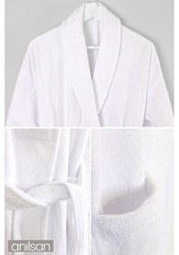 Resim Şalyaka Bornoz Beyaz %100 Pamuk Unisex Spa Için Ideal Kadın/erkek Beyaz 