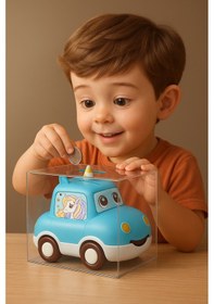 Resim Şifreli Araba Şekilli Silikon Ve Plastik Kumbara Açık Mavi 