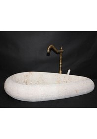 Resim Ham Traverten Çakıl Lavabo 
