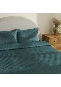 Resim Karaca Home Granel Çift Kişilik Kadife Yatak Örtüsü Petrol Petrol 