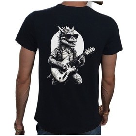 Resim Guitar T-shirt %100 Pamuklu Siyah Penye Basic Erkek Tişört Siyah 
