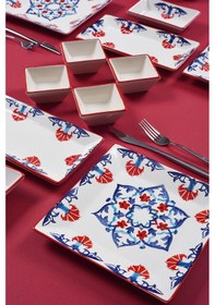 Resim Piatti Naturali 12 Parça 4 Kişilik Çini Kahvaltı Takımı Handmade Sunum Set Çok Renkli 