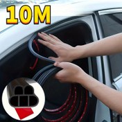 Resim 10m Evrensel Araç Kapı Conta Şeridi, Çift Katmanlı Kalınlaştırılmış Ses Azaltma, Su Geçirmez Otomotiv Hava İzolasyonu, 5 Delikli Kauçuk Kapı Kenar Koruyucu ve Sessizleştirme, Tüm Araçlarla Uyumlu 