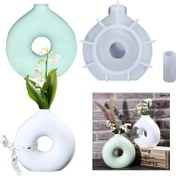 Resim LEQU Mutlu ve Eğlenceli Donut Şeklinde Silikon Reçine Kalıp - Modern İskandinav Yüzük Vazo için Beyaz Mat Bitişli, Kendin Yap Ev Dekoru, Çiçek Düzenlemeleri ve Benzersiz Tatil Hediyeleri İçin Mükemmel, Çiçek Düzenleme Kalıbı | İskandinav Tarzı Vazo | Silikon El Sanatları Kalıbı 