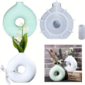 Resim LEQU Mutlu ve Eğlenceli Donut Şeklinde Silikon Reçine Kalıp - Modern İskandinav Yüzük Vazo için Beyaz Mat Bitişli, Kendin Yap Ev Dekoru, Çiçek Düzenlemeleri ve Benzersiz Tatil Hediyeleri İçin Mükemmel, Çiçek Düzenleme Kalıbı | İskandinav Tarzı Vazo | Silikon El Sanatları Kalıbı 