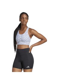 Resim Adidas Run Pkt Ms Aop Kadın Gri Bisiklet Yaka Sporcu Sütyeni Gri 