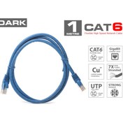 Resim DARK DK CB NT6U100BU 1M CAT6 CU AV/G24/7 UTP MAVI NETWORK KABLOSU 