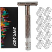 Resim Geeksen Razor Vintage Manuel Tıraş Bıçağı Çift Taraflı Tıraş Bıçağı 10 Bıçaklı Geleneksel Güvenlik Tıraşı Gümüş 