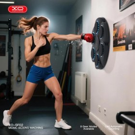 Resim Xo Duvara Monte Müzikli Akıllı Boks Antrenman Makinesi RGB Işıklı Boks Hedefi + 2 Eldiven Hediyeli 