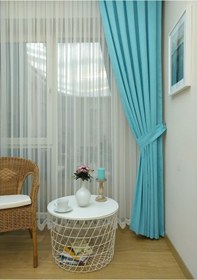 Resim Evdepo Home Turkuaz Fon Perde Tek Kanat (539779744) Turkuaz 
