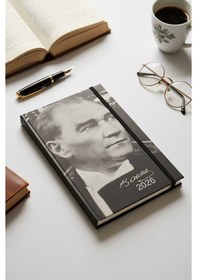 Resim 2026 Atatürk Ajanda Premium Sert Kapak Özel Baskı 17x24 Cm Lastikli Ajanda Atatürk Kapaklı Beyaz Ofs907ata 