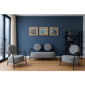 Resim Venüs Modern Koltuk Takımı Buklet Kumaş Ofis Ve Ev Kullanımı Kırçıllı Gri Kırçıllı Gri 