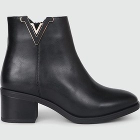 Resim Pretty 148 Kadın V Tokalı Kalın Topuklu Kaymaz Taban Bot Bej 