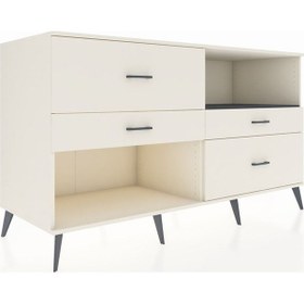 Resim Kronos Konsol Tek Raflı 4 Çekmeceli 176x59x99 Aytaşı-antrasit/ay Aytaşı-antrasit/aytaşı 