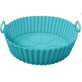 Resim Willowhaven 1 Adet Mavi Silikon Hava Fırını Tepsisi - 8 Inç Katlanır Yeniden Kullanılabilir Yüksek Isı Fırın Tava 