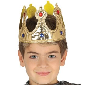 Resim Altın Renk Eva Malzemeden İmal Çocuk Kral Tacı 57 cm 