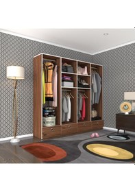 Resim Kenzlife giysi dolabı 4 bölmeli 4 çekmeceli kamil 182*200*42 cvz dolap kapaksız 