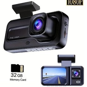 Resim Chuangyinshop 2 Lens 32gb Kartlı Araç Kamerası, 1080p Ön 720p İçi Arka Görüş Gece Vizyonu Dvr Kayıt Park Monitörü 