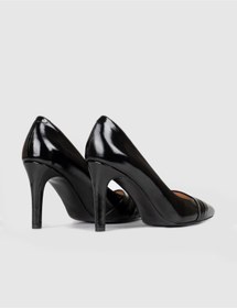Resim Cabani Rugan Hakiki Deri Siyah Kadın İnce Topuklu Stiletto 