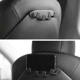 Resim For Tesla Model3Y modelleri için uygun olan, ABS malzemeden yapılmış araç içi raf modifiye aksesuarı olan 1 adet çok fonksiyonlu ön koltuk arka askı. 