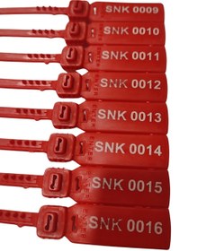 Resim SenkronGroup SenkronSeals Metal Klipsli Plastik Kayış Mühür Kırmızı Sıra Numaralı- 360mm / 100 ADET 