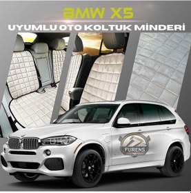 Resim Bmw X5 Bej Renk Tay Tüyü Cepli & Terletmez Sırtlı Oto Koltuk Minder Seti - Koltuk Koruma Kılıfı Ön & Arka Tam Set 