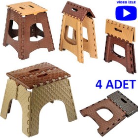 Resim Küçük Boy Katlanabilir Plastik Tabure - Katlanır Tabure 4 Adet 