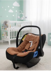 Resim Örgülü Keten Puset Örtüsü - Yeşil Renk Ponponlu Bebek Taşıma Örtüsü Bordo 