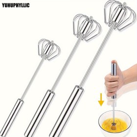 Resim YUHUPHYLLIC Paslanmaz Çelik Yarı Otomatik El Mikseri - Etkili Karıştırma için 3-Döngü Tasarımı, Pişirme ve Süt Köpüğü, Dayanıklı Pas Dirençli Manuel Mikser Ev Mutfak Aletleri, Şık Sap Tasarımı | Halkalı Tutamak 