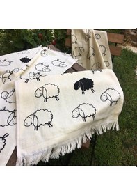 Resim Saçaklı Mutfak 3'Lü Set Kara Kuzu %100 Pamuk 