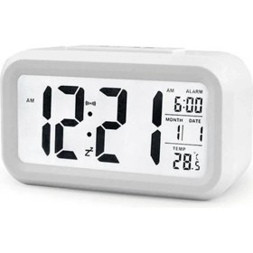 Resim Humble LED Dijital Çalar Saat Erteleme Elektronik Çalar Saat Sıcaklık Nem Göstergesi Masaüstü Saatleri Ev Dekorasyon Beyaz (Yurt Dışından) 
