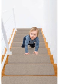 Resim Halifleks Yapışkan Tabanlı Merdiven Basamak Paspası Rip Halı Kaymaz Tabanlı - Sütlü Kahve Sütlü Kahve 